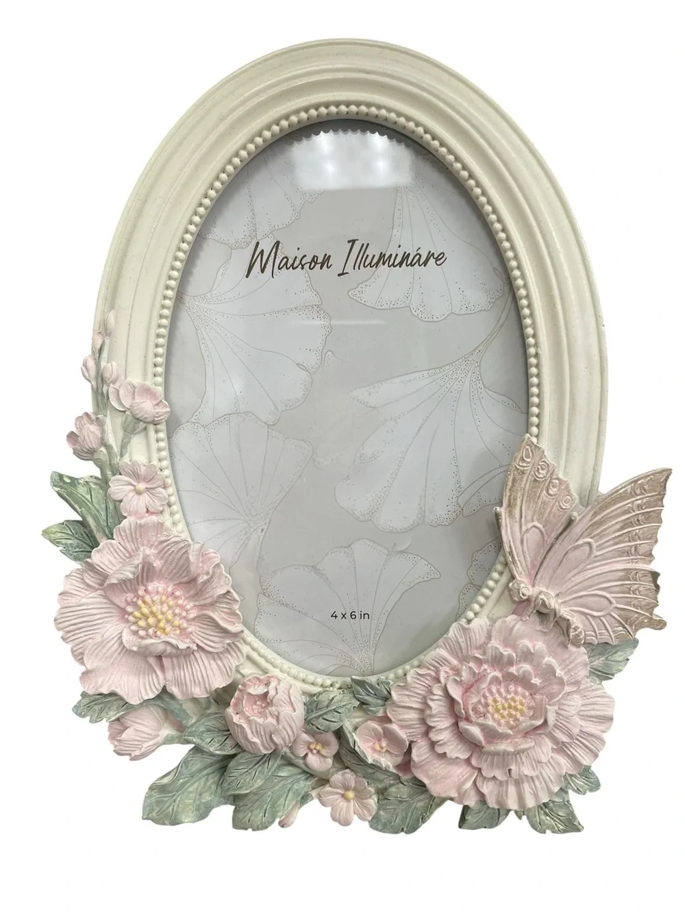Maison Illuminare Pink Floral Butterfly Picture Frame - Fits 4x6 - Cottagecore